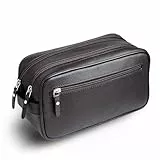 Orneli Kulturtasche aus vollnarbigem Rindsleder – mit wasserabweisendem Doppelfach – Reise-Kulturbeutel für Damen und Herren – Pariser Design – Echtleder