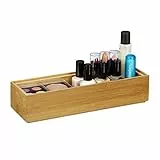 Relaxdays Ordnungsbox Bambus, stapelbar, natürliche Optik, Aufbewahrungsbox Küche, Bad, HxBxT: 5 x 23 x 7,5 cm, natur