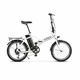 Nilox J1 Pro E-Bike, faltbares Elektrofahrrad, bis zu 40 km Reichweite, max. 25 km/h, 36 V 250 W Motor, 36 V – 8 Ah Akku, 20' x 2,1' Reifen, Shimano 6-Gang-Schaltung, Weiß