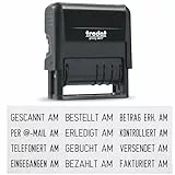 Trodat Printy 4.0 4817 Datumstempel mit Wortband, Deutsch, Schwarz, 12 Office-Texte zum Drehen, Abdruck 47x4 mm, Stempelkissen schwarz, selbstfärbend