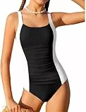 Odizli Badeanzug Mädchen Kinder Sommer Farbkollision Einteiliger Badeanzüge Bademode Schwimmanzug Strandmode Swimsuit Schwarz 13-14 Jahre