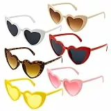 ANLIOTO 6 Stück Herz Sonnenbrille für Damen, Vintage Herzform Brille 90er Jahre Hippie Brille Kostümzubehör für Urlaub, Party, Hochzeit, Karneval, Halloween, Weihnachten