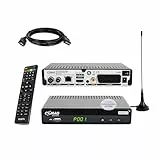 Sky Vision COMAG SL65T2 DVB-T2 Receiver, Freenet TV (Private Sender in HD), PVR Ready, Full-HD 1080p, HDMI, SCART, Mediaplayer, USB 2.0, 12V tauglich, 2m HDMI Kabel und DVB-T2 Antenne