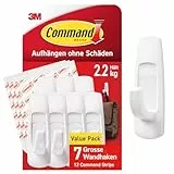 Command Mehrzweckhaken, Vorteilspack, Größe L, Weiß - 7 Haken Selbstklebend und 12 Klebestreifen - Haken für Wand, Türhaken, Organisieren ohne Bohren - Hält 2,2kg