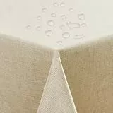 ATsense Tischdecke Abwaschbar Cream, Abwischbare Tischdecken Wasserabweisend Lotuseffekt, Fleckabweisend Table Cloth Leinenoptik, Tischtuch 100x140 cm Rechteckig