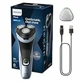 Philips Shaver Series 3000X – Elektrischer Nass- und Trockenrasierer für Männer in Himmelblau, mit SkinProtect-Technologie, ausklappbarem Bartschneider und ergonomischem Griff (Modell X3053/00)