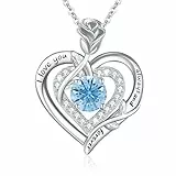 LAVUMO Moissanite Halskette Damen Silber 925,Moissanite Kette Damen Gold/Rosegold/Silber Doppel Herz Rose Anhänger Weihnachten Valentinstag Geburtstag Schmuck Geschenke für Frauen Freundin Mama