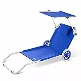 Casaria® Sonnenliege Klappbar mit Rädern & Sonnendach 5-Fach verstellbar Aluminium leichte Gartenliege Strandliege Balkon Terrasse Pool Camping