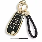 Schutzhülle für Autoschlüssel mit 3 Tasten, TPU, für Ford Fusions Fiesta Focus Galaxy Mustang S-Max KA+ Mondeo Puma Transit/Tourneo Connect Courier Custom + Schraubendreher + Diamant-Schlüsselband
