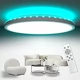 zemty LED Deckenleuchte Dimmbar 42CM, 32W 3200LM RGB Deckenlampe Farbwechsel mit Fernbedienung, 3000K-6000K Wasserfest Lampen Decke für Badezimmer Jugendzimmer Wohnzimmer Schlafzimmer