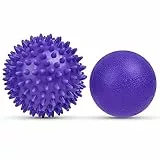 URAQT Faszienball, 2er Set Kleine Igelball Hart, Faszien Massageball mit Noppen, Massagebälle zur Behandlung Von Muskelverspannungen, Igelbälle Massage Ball für Füße Rücken Nacken Hände （Lila）
