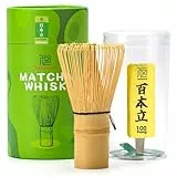 TEANAGOO Bambus-Matcha-Besen (Chasen), handgefertigtes Matcha-Set für die tägliche Matcha-Zubereitung, traditionelle Matcha-Besen für ein cremiges,perfekt für die japanische Teezeremonie (100 Zinken)
