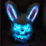 TK Gruppe Timo Klingler Horror Hase LED Grusel Maske - wie aus Purge steuerbar, Gesicht leuchtend, für Halloween, Fasching & Karneval als Kostüm für Herren & Damen (LED Horror Hase)