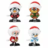 NUOBESTY 4 Stücke Kinder Aufziehspielzeug Weihnachten Uhrwerk Spielzeug Rentier Schneemann Weihnachtsmann Figur Aufziehfigur Weihnachten Deko Figuren Wind Up Spielzeug für Baby Kinder Geschenke