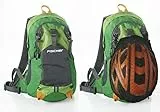 FISCHER 50368 Fahrrad Rucksack mit Helmnetz | Trinkblasenöffnung | Regencover | ergonomisches Tragesystem | Hüftgurt | Brustgurt, Grün