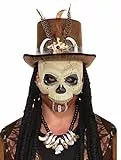 Amscan 847441-55 - Halbmaske Totenkopf, Einheitsgröße für Erwachsene, Beige-Schwarz, Skelettgesicht mit Bemalung, Accessoire für Halloween und Karneval, Kostüm, Verkleidung