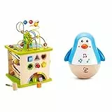 Hape Motorikwürfel „Kleine Tierchen“ aus Holz Multifunktions-Spielwürfel & Penguin Musical Wobbler 6m+