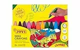 Jovi Wachsmalstifte Jovicolor, geruchlos, bruchsicher, leicht auswaschbar, für alle Altersgruppen, Schachtel mit 12 Farben