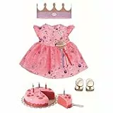 BABY born Deluxe Happy Birthday Set 43 cm, Geburtstags-Set für Puppen mit rosa Puppenkleid und Schuhen, inklusive Krone und Torte mit 6 Kuchenstücken, 830789 Zapf Creation