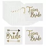 Naler 20 x JGA Tattoo Gold Junggesellinnenabschied Temporäre Klebetattoos Braut Team Bride für Hochzeit Bachelor Hen Party