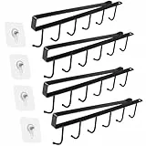 4 Stück Tassenhalter, Schrankeinsatz Tassenhalter, Ohne Bohren, Aufbewahrungshaken, Haken für Tassen, Becher, Weingläser, Küchenutensilien, mit Selbstklebenden Schrauben , mit 4 Klebeschraube(schwarz)