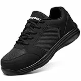 DYKHMILY Sicherheitsschuhe Herren Arbeitsschuhe Leicht Anti Smashing Atmungsaktiv Durchstichfest Bequem Mode Schutzschuhe Stahlkappe Sneaker(Schwarz Mode,38EU)