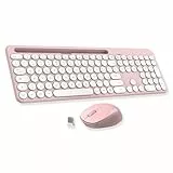 LeadsaiL Kabellose Tastatur und Maus Set Mit Ständer für Telefon und Tablet, USB, Leise, 1600 DPI, Italienisches QWERTY-Layout für Computer, PC, Laptop