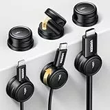 UGREEN 6 Stück Magnetische Kabelhalter Kabelclips 360°Drehbar, Kabelhalter Selbstklebend, Verstellbarer Kabel Organizer, Kabelmanagement für Ladekabel Netzkabel, Kompatibel mit Kabel bis zu 7,5 mm