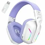 WESEARY WG1 2,4G Wireless Gaming Headset mit Mikrofon für PS5, PS4, PC, Switch, Mac, Bluetooth Kopfhörer, Faltbarer 7.1 Surround Sound Noise Cancelling mit LED Licht, Über 50 Stunden Akkulaufzeit