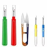 4 Stück Nahttrenner,Saumtrenner Seam Ripper Set mit Schutzkappe,Groß/Klein Nähen Nahtauftrenner Kommt mit Trimmschere für Nähte