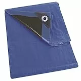 Perel Abdeckplane wasserdicht, Gewebeplane, Plane wasserdicht, Schutzplane, sehr stark, 32 Ösen, verstärkte Ecken, rechteckig, blau/schwarz, 180 g/m², 6 x 10 m