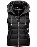 MARIKOO Damen leichte Übergangsweste Steppweste mit Kapuze Taisaa Black Gr. XXL
