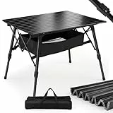 Sekey Campingtisch Faltbar Klapptisch mit Aluminiumrahmen Aufrollbare Tischplatte (72x69cm) Falttisch Klappbar Höhenverstellung inkl. Tragetasche & Netztasche, belastbar bis 30kg