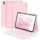 aMZCaSE für iPad A16 10/11th Generation Case mit Tastatur 11/10.9 Zoll(2025/2022),7 Farben Hintergrundbeleuchtung Abnehmbare Drahtlose Tastatur Cove mit Stifthalter für New iPad 11th Gen (Hellrosa)