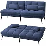LUCKRACER Sofa 3 Sitzer Sofa Schlafsofa mit Schlaffunktion, überzug Futon Klappsofa, Bettcouch, ecksofa, Couch, 5 Verstellbare Winkel, Ideal für Wohnungen Wohnzimmer aus Stoff Blau