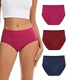 CAOZITOU Merino Wolle Unterhosen Damen, Wolle Hohe Taille Unterwäsche Atmungsaktiv Slips Hipster Panties Weich Stretch Frauen 3er Pack (Multicolor01, M)