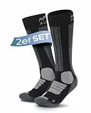 Alpenwert MERINO Skisocken [2 PAAR] für Herren, Damen und Kinder, 35-38, 39-42, 43-46 warme Skistrümpfe Wintersocken Skifahren/Snowboarden DE/NL/SE/PL, Numerisch, 35, 38, Regular, Regular, Schwarz
