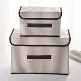 Xiyocadt 2 Stück Aufbewahrungsbox mit Deckel Stoff, Faltbare Kleiderschrank Organizer für Kleideraufbewahrung, Raumorganisation (Apricotfarbene Streifen)