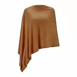 Fomolom Damen-Poncho-Pullover, vielseitig, leicht, einfarbig, gestrickt, Schultertuch, Umhang, Schal, Zubehör für Damen, Caramel, Einheitsgröße