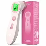 Femometer Stirnthermometer für baby Kinder und Erwachsene, Fieberthermometer kontaktlos mit Fieberalarm, 1s sofortig genaues Messwert, Rosa