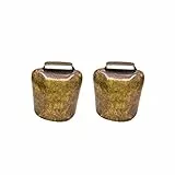 Tischglocke 2 Stück Schafsglocke Anti-Diebstahl Nutztier Verdicken Eisenglocke Haustier Schäferhalsband Vintage Glocke Ornament für Home Farm Bronze 26G Christbaumschmuck Silber