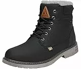 Mishansha Winterschuhe Herren Warm Gefüttert Winterstiefel Wasserdicht Leichte Winterboots Flach Winter Boots rutschfest Outdoor Kurz Stiefel für Männer Tinte Schwarz 43 EU