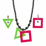W WIDMANN MILANO Party Fashion 05838 - Schmuckset, Neonfarbene Kette, Ohrringe, Schmuck, Halskette, 80er Jahre, Karneval, Mottoparty