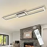 Homefire LED Deckenlampe Wohnzimmer Deckenleuchte 95cm - 50W küchenlampe Modern Wohnzimmerlampe Dimmbar mit Fernbedienung Schwarz Schlafzimmerlampe mit Memory-Funktion für Schlafzimmer Küche