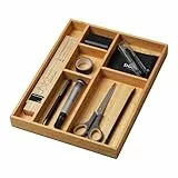 CAVO Bambus Schubladen-Organizer 245 x 320 x 35 mm mit 6-Fächer Schubladeneinsatz für Küche, Büro, Badezimmer und Schlafzimmer