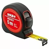 SOLA PROTECT - Bandmaß 5m / 19mm - robustes Rollbandmaß mit Gürtelclip - Stahlband, gelb lackiert mit mm Skala - Genauigkeitsklasse II - Rollmeter mit beweglichem Endhaken - Länge 3m, 5m, 8m
