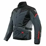 Dainese - Tempest 3 D Dry, Herren Motorrad Tourenjacke, Wasserdichte Jacke, Herausnehmbares Thermofutter, Schulter Und Ellbogenprotektoren, Ebenholz/Schwarz/Lavarot, 46