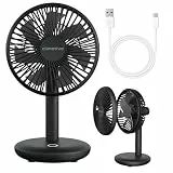 Climative Tischventilator sehr leise - 7-Flügel USB Ventilator Akku 2000 mAh, Ø 14cm, 4 Modi, Naturwind, Bürstenloser Mini Lüfter für Büro, Camping Ventilator BreezGo, Table Fan, 8,5H Laufzeit Schwarz