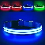 PcEoTllar Leuchthalsband Hund Aufladbar, Hundehalsband Leuchtend, Beleuchtetes LED Halsband für Hunde für Kleine Mittlere Große Hunde, Hunde Leuchthalsband Wasserdicht 3 Leuchtmodi, Blau-L