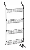 WENKO Tür-Regal, Hänge-Regal mit 4 großen Ablagen für Haushalts-Utensilien, für Küchenzubehör oder Badaccessoires, zum Einhängen an die Tür, 50x109x14 cm, pulverbeschichtetes Metall, Schwarz, 69756800